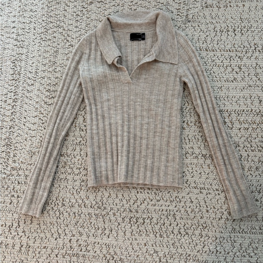ASOS Light Gray V-Neck Ribbed Sweater